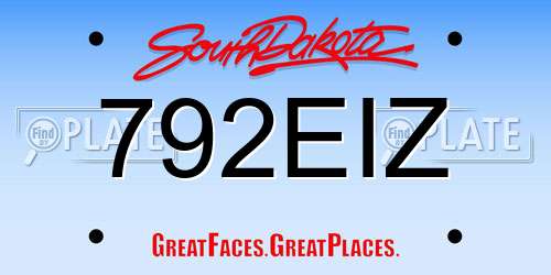 792EIZ South Dakota License Plate