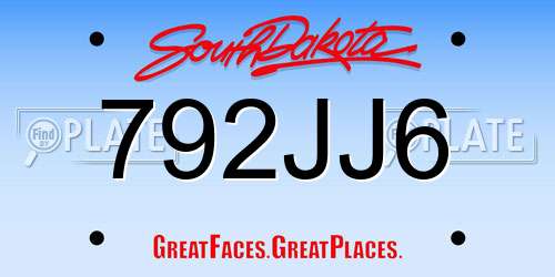 792JJ6 South Dakota License Plate