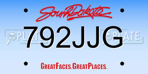 792JJG South Dakota License Plate