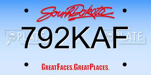 792KAF South Dakota License Plate