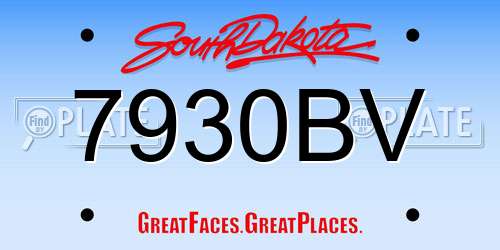 7930BV South Dakota License Plate