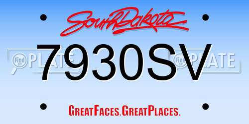 7930SV South Dakota License Plate
