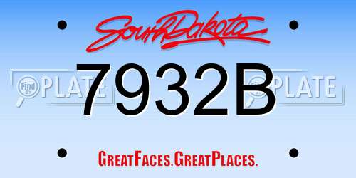 7932B South Dakota License Plate