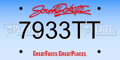 7933TT South Dakota License Plate