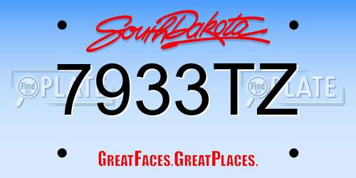 7933TZ South Dakota License Plate