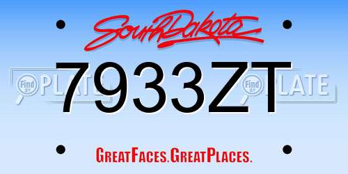 7933ZT South Dakota License Plate