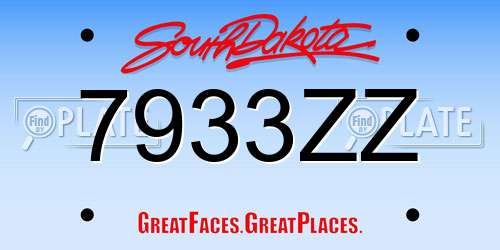 7933ZZ South Dakota License Plate