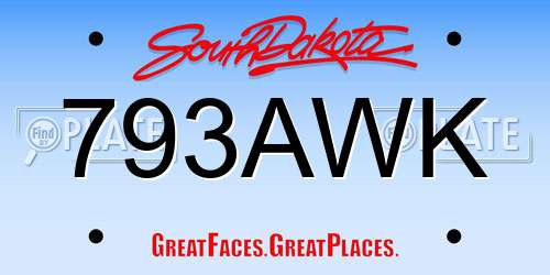 793AWK South Dakota License Plate