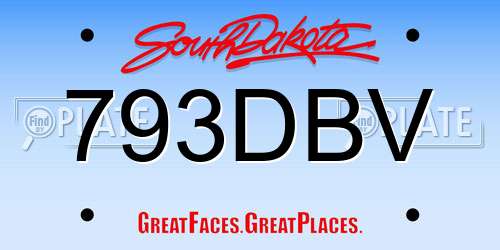 793DBV South Dakota License Plate
