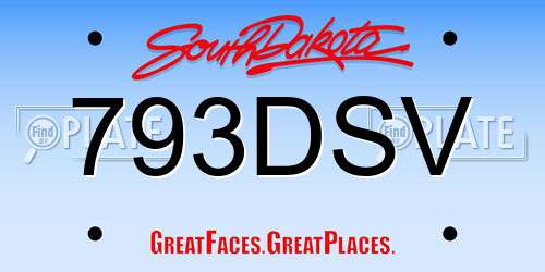 793DSV South Dakota License Plate
