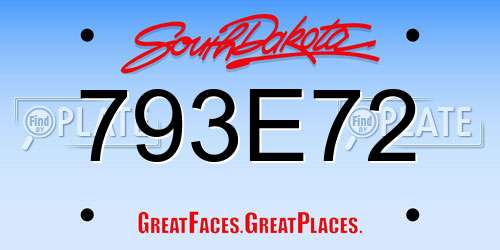 793E72 South Dakota License Plate
