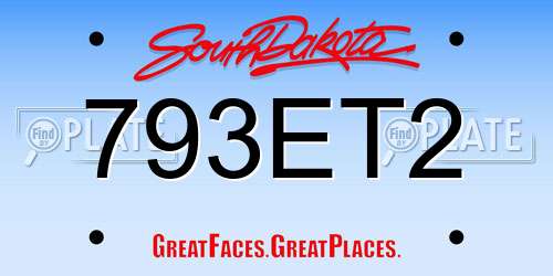 793ET2 South Dakota License Plate