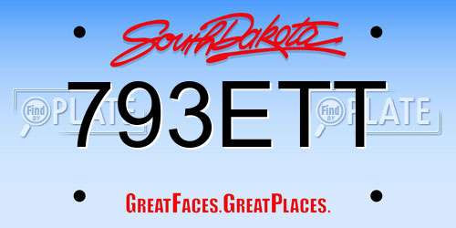 793ETT South Dakota License Plate