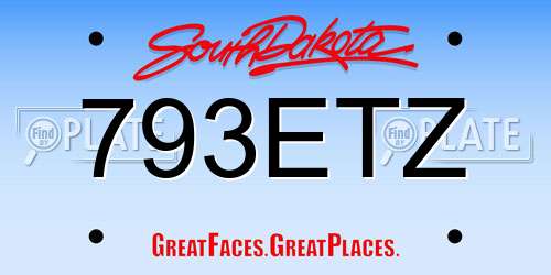 793ETZ South Dakota License Plate
