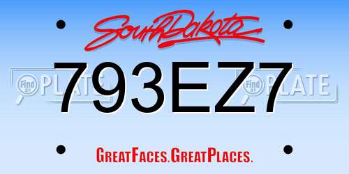 793EZ7 South Dakota License Plate