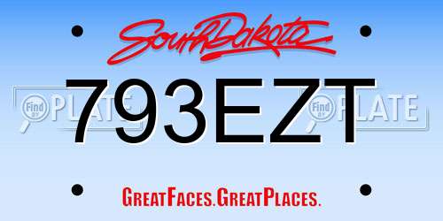 793EZT South Dakota License Plate