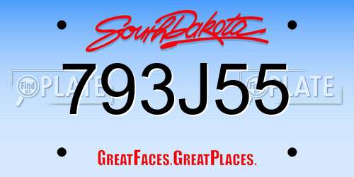 793J55 South Dakota License Plate