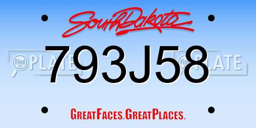 793J58 South Dakota License Plate