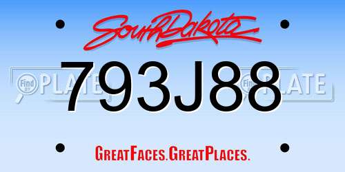 793J88 South Dakota License Plate