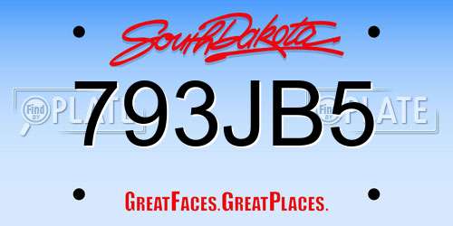 793JB5 South Dakota License Plate