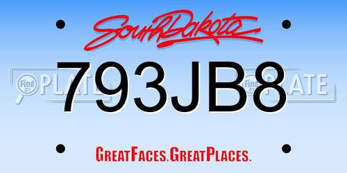 793JB8 South Dakota License Plate