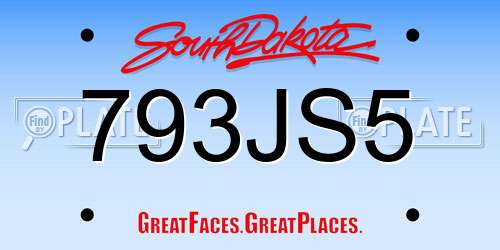 793JS5 South Dakota License Plate