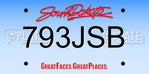 793JSB South Dakota License Plate
