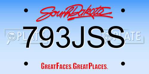 793JSS South Dakota License Plate
