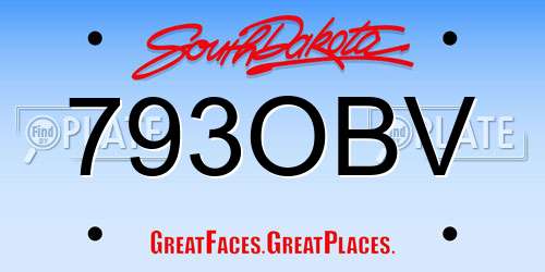 793OBV South Dakota License Plate