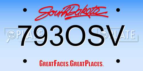 793OSV South Dakota License Plate