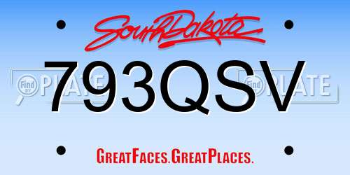 793QSV South Dakota License Plate
