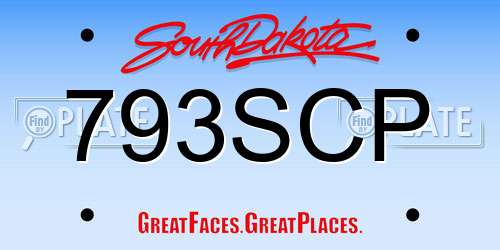 793SCP South Dakota License Plate
