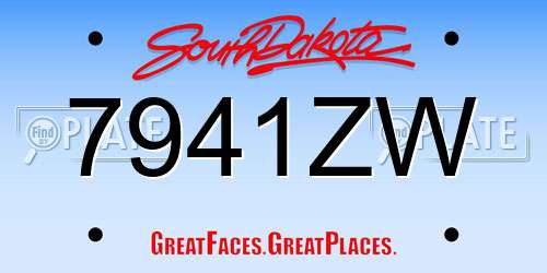 7941ZW South Dakota License Plate