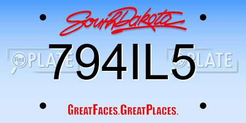 794IL5 South Dakota License Plate