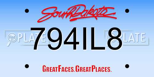 794IL8 South Dakota License Plate