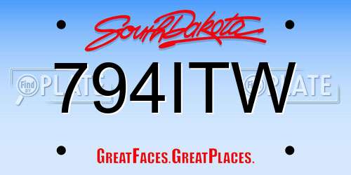 794ITW South Dakota License Plate