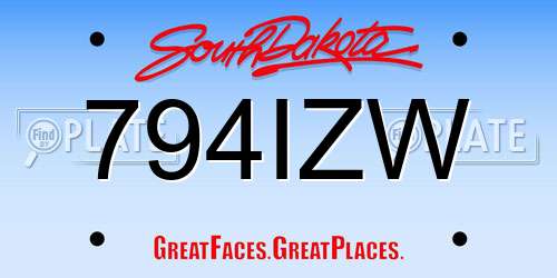 794IZW South Dakota License Plate