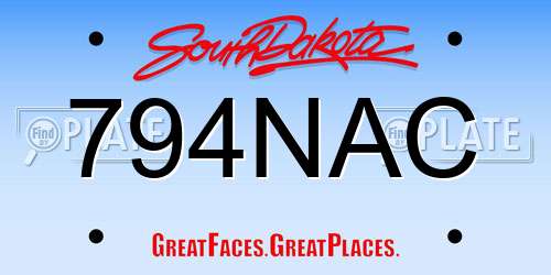 794NAC South Dakota License Plate