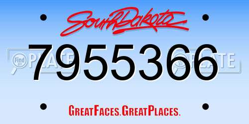 7955366 South Dakota License Plate