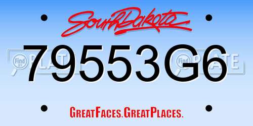 79553G6 South Dakota License Plate