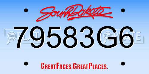79583G6 South Dakota License Plate