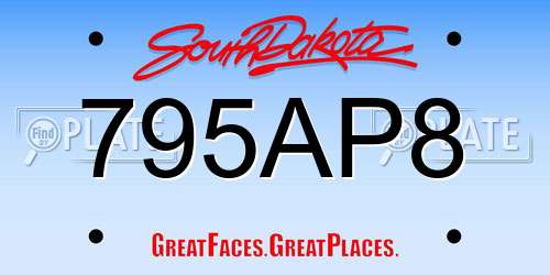 795AP8 South Dakota License Plate