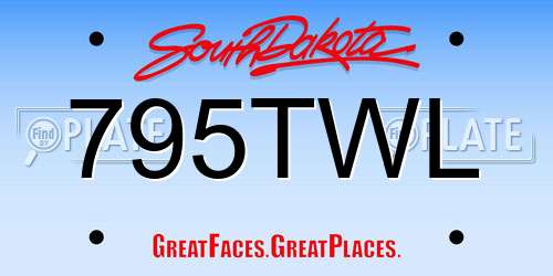795TWL South Dakota License Plate