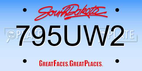 795UW2 South Dakota License Plate