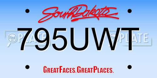 795UWT South Dakota License Plate