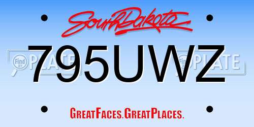 795UWZ South Dakota License Plate