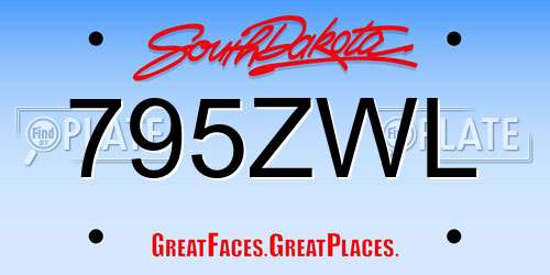 795ZWL South Dakota License Plate