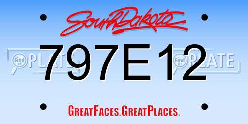 797E12 South Dakota License Plate