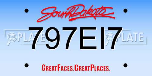 797EI7 South Dakota License Plate