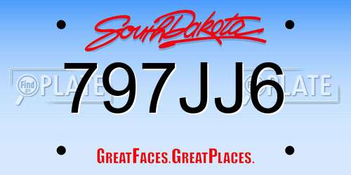 797JJ6 South Dakota License Plate